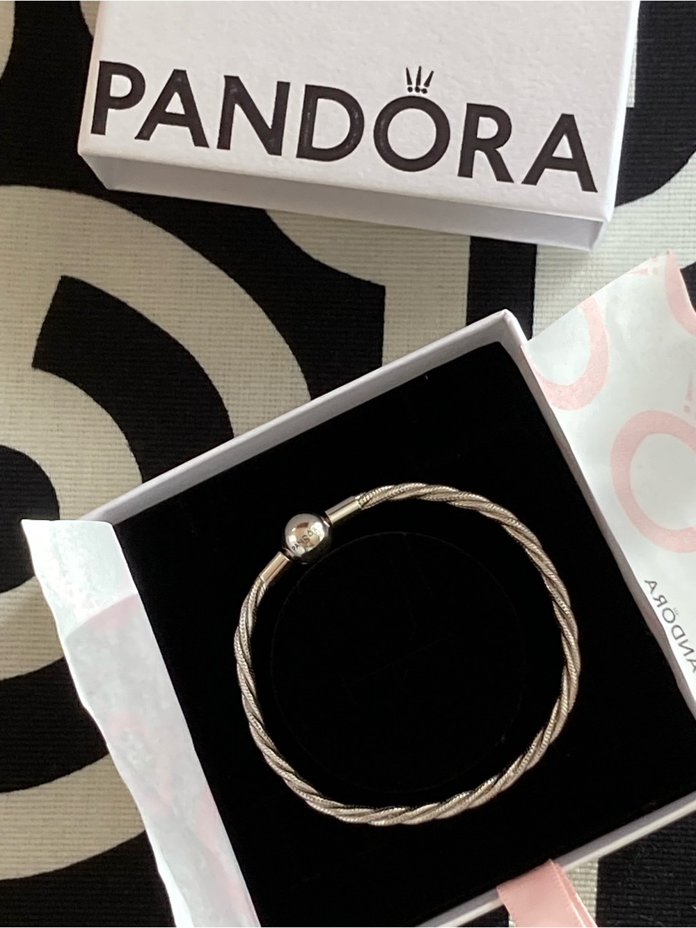 Pandora Silver Twisted Rope Bracelet with Signature Clasp